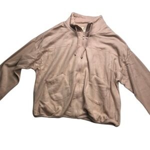 Perch by‎ Blu Pepper Beige Full Zip Fleece Jacket Plus Size 3XL NWOT